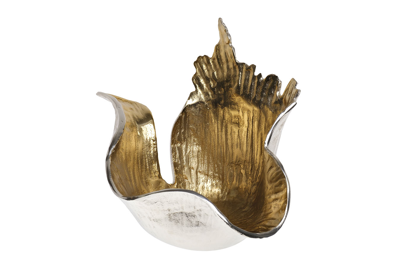Чаша металлическая декоративная "Лист" золото/хром 71PN-1535